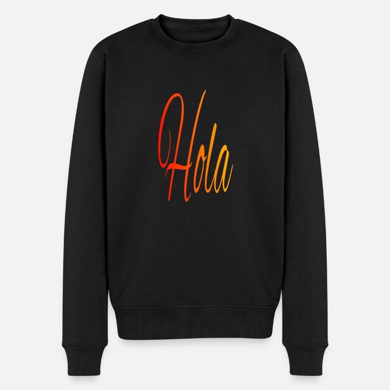 Hola, rouge - orange - jaune - Pull Premium bio Homme - noir
