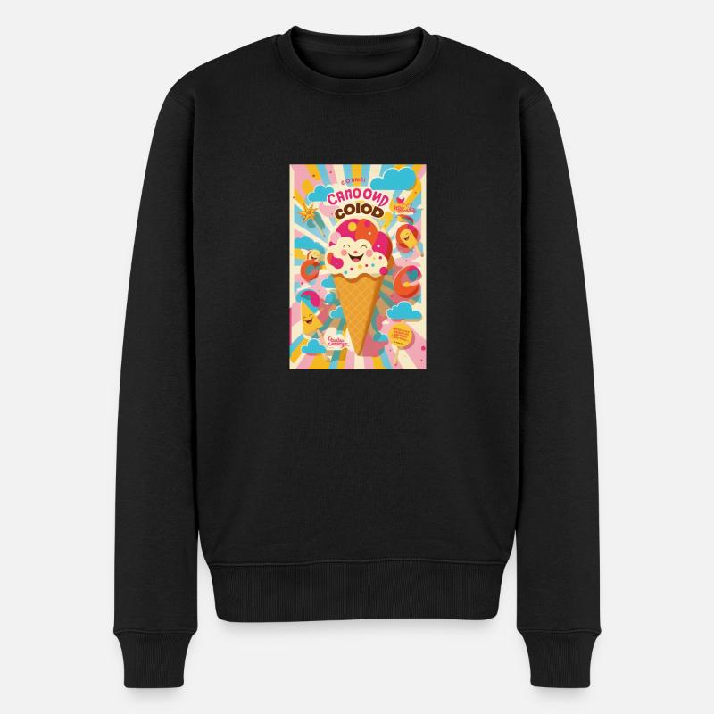 Eiscreme-Stil - Männer Premium Bio Pullover - Schwarz