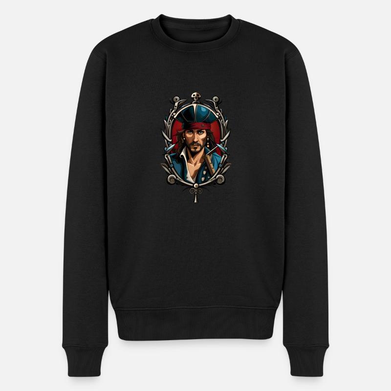 Pirate Portrait - Männer Premium Bio Pullover - Schwarz