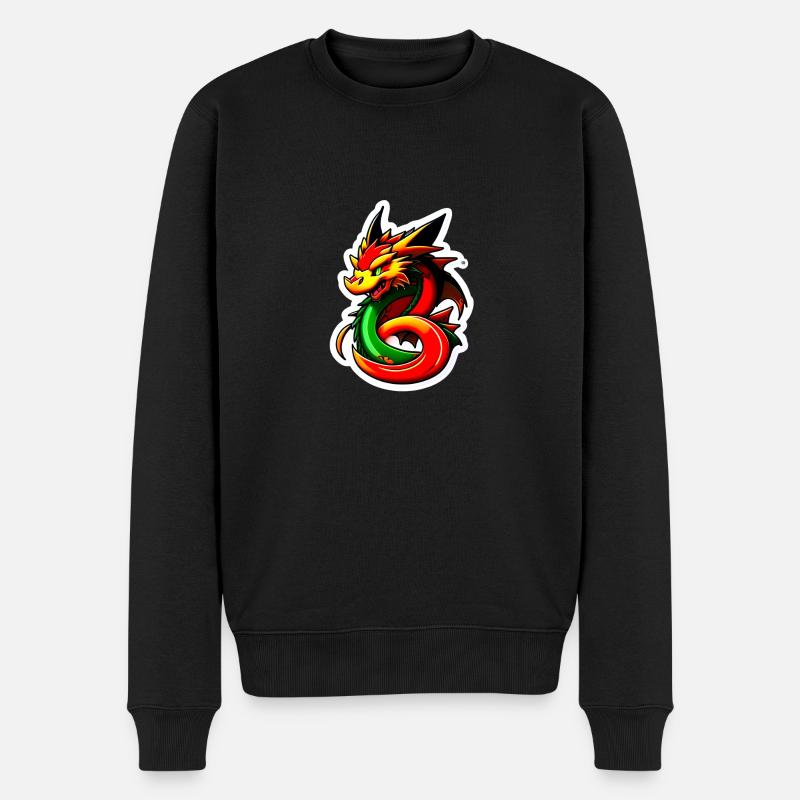 Drache - Männer Premium Bio Pullover - Schwarz