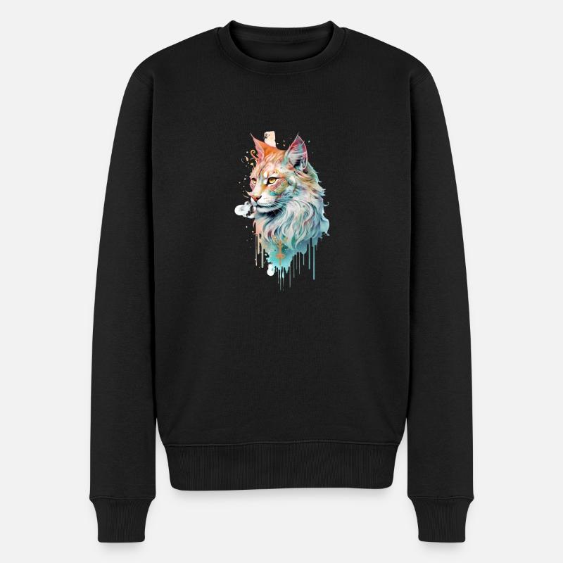Blickfang Katze - Männer Premium Bio Pullover - Schwarz