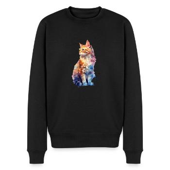 Pastell Katze - Männer Premium Bio Pullover - Schwarz - Vorne - Nico (187cm)
