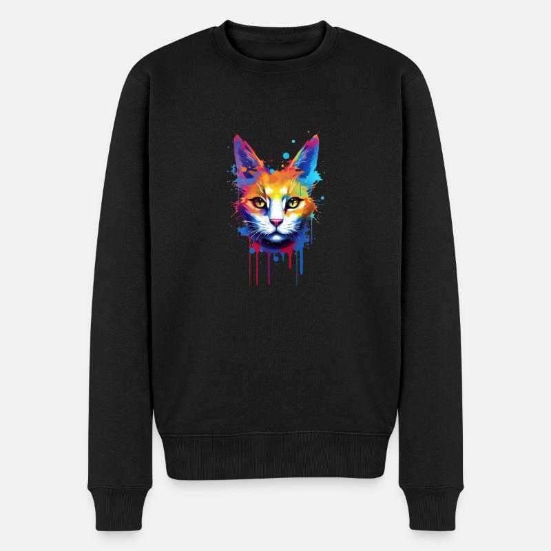 Extravagante Katze - Männer Premium Bio Pullover - Schwarz