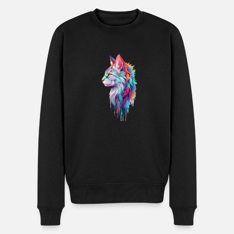 Hippie Katze - Männer Premium Bio Pullover - Schwarz