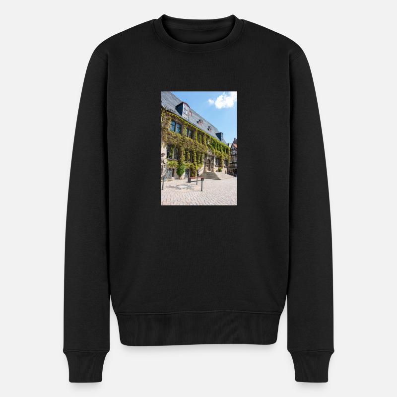Rathaus Quedlinburg Sachsen-Anhalt - Männer Premium Bio Pullover - Schwarz