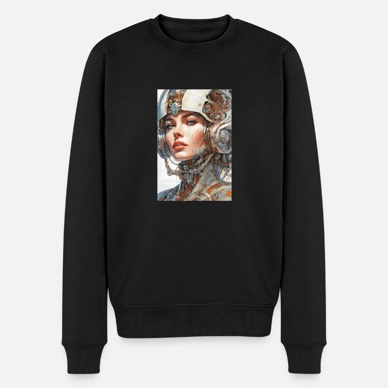 Retro Futurism - Männer Premium Bio Pullover - Schwarz