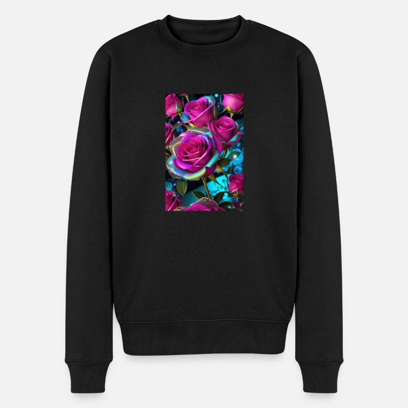 Blumen 149 - Männer Premium Bio Pullover - Schwarz