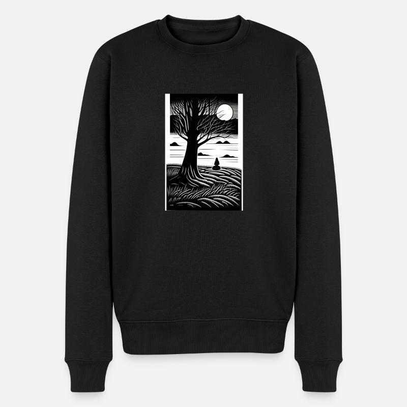 Pleine Lune en noir et blanc - Pull Premium bio Homme - noir