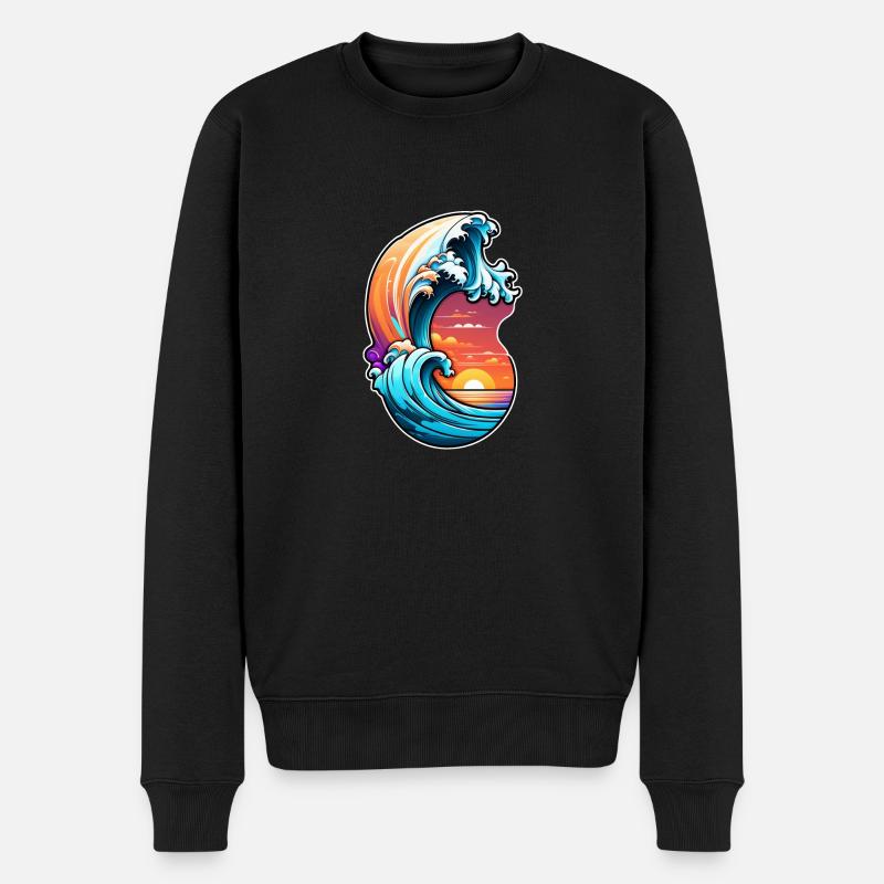Wave - Sommer - Urlaub - Männer Premium Bio Pullover - Schwarz