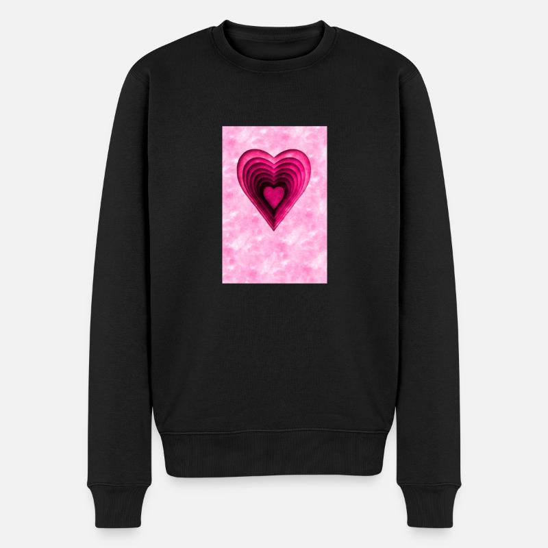 Rosa Herz - Männer Premium Bio Pullover - Schwarz