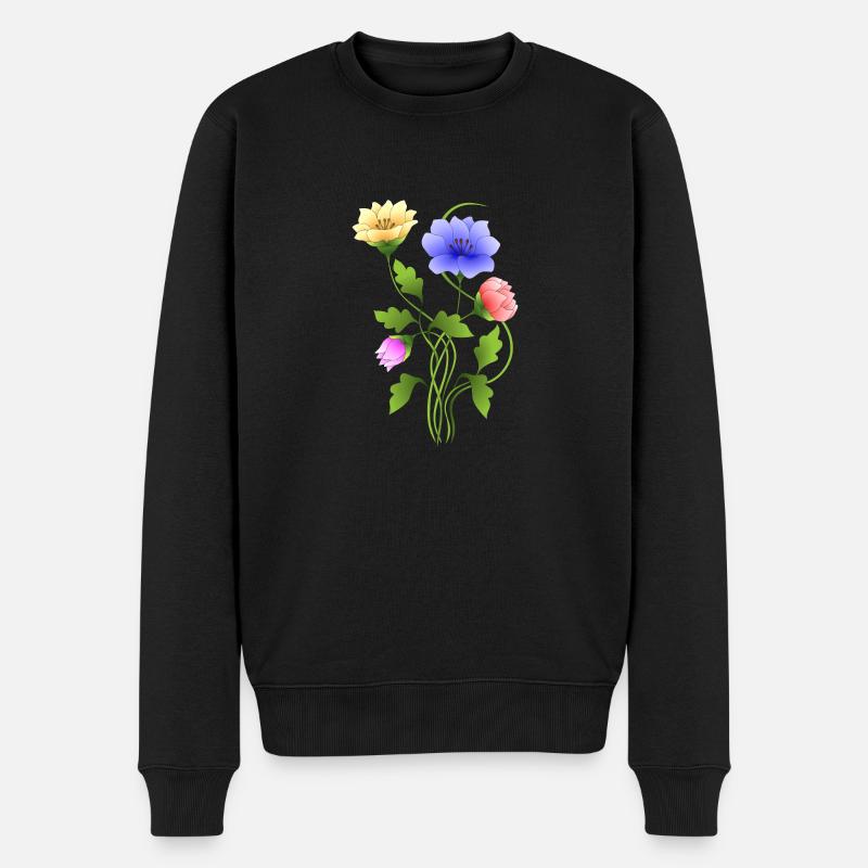Blumen - Männer Premium Bio Pullover - Schwarz
