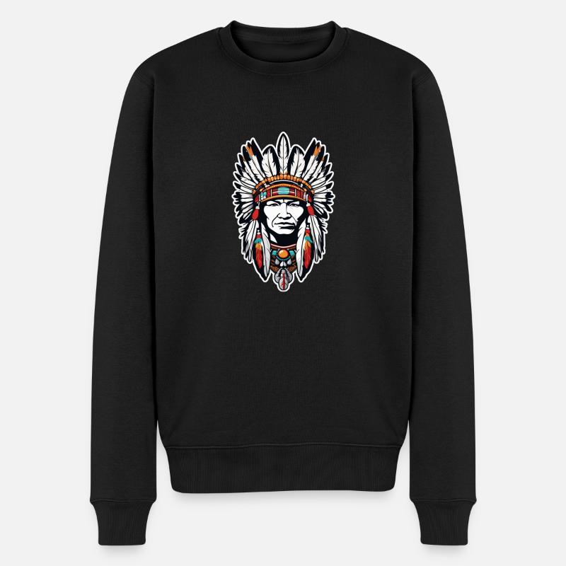 Indianer - Indianer - USA - Männer Premium Bio Pullover - Schwarz