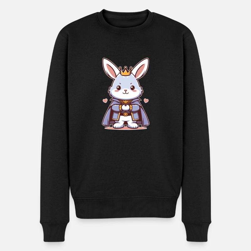 Hase König Herzog - Männer Premium Bio Pullover - Schwarz