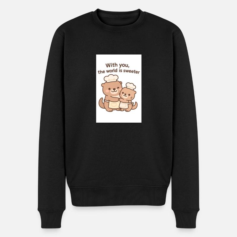 Mit dir wird die Welt süßer – Süßer Kawaii Otter - Männer Premium Bio Pullover - Schwarz
