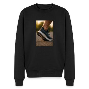 Laufen - Mittlerer Schritt - Männer Premium Bio Pullover - Schwarz - Vorne - Nico (187cm)