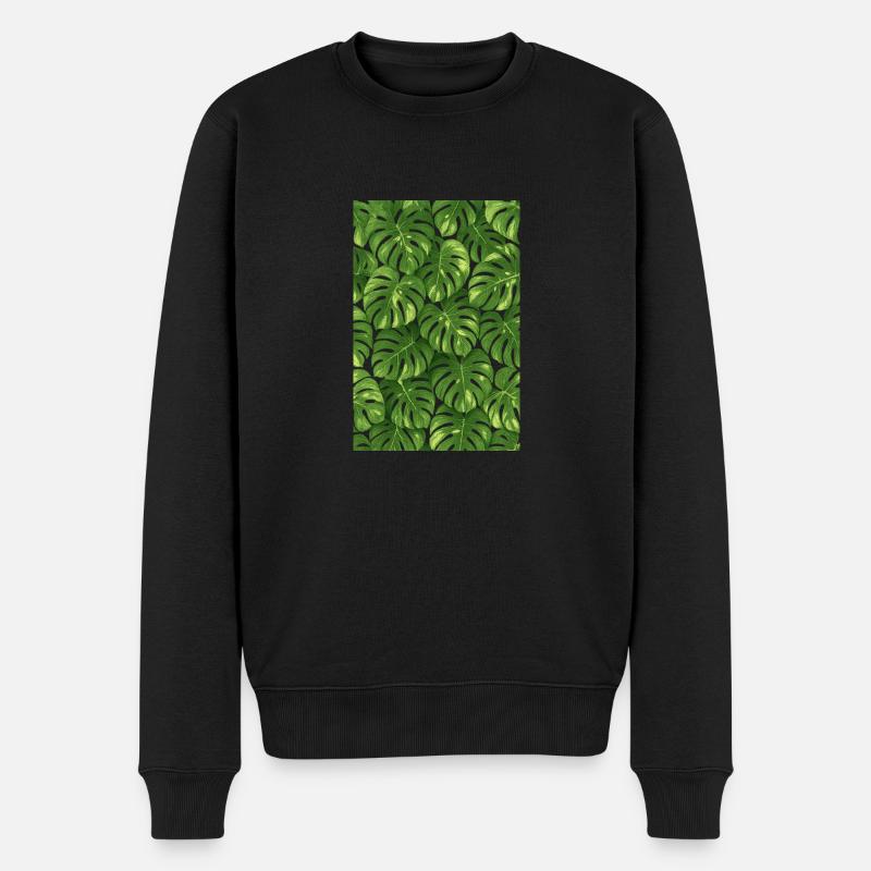 Monstera - Männer Premium Bio Pullover - Schwarz