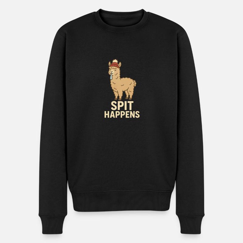 SPIT HAPPENS - Männer Premium Bio Pullover - Schwarz