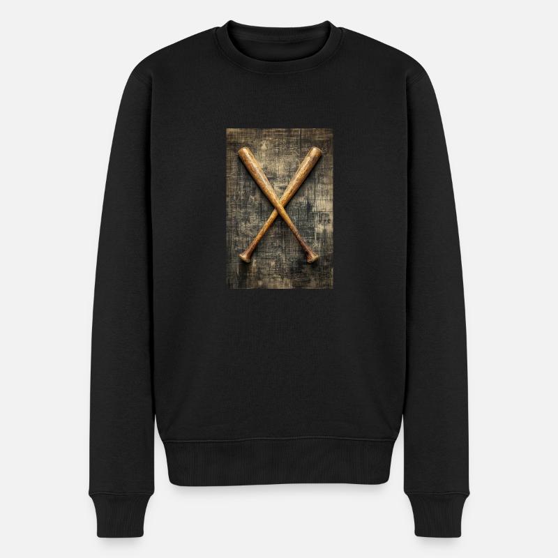 Gealterte Baseballschläger gekreuzt - Männer Premium Bio Pullover - Schwarz