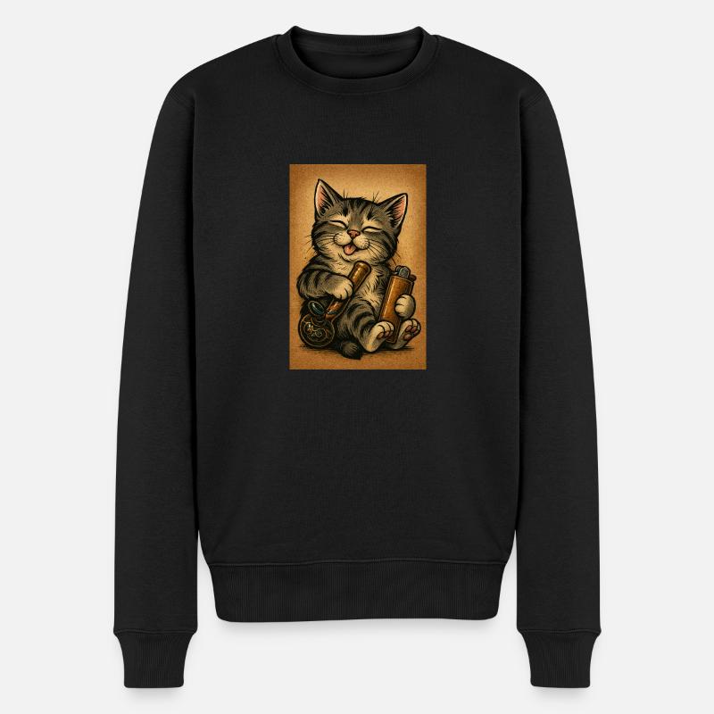 High Kitty Vibes - Männer Premium Bio Pullover - Schwarz