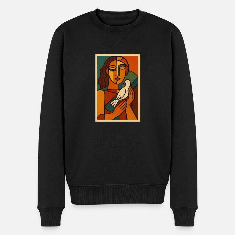 Peaceful Soul – Kubismus trifft Retro-Kunst - Männer Premium Bio Pullover - Schwarz