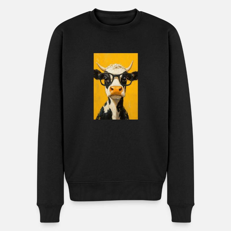 Vache fraîche avec des lunettes - Pull Premium bio Homme - noir