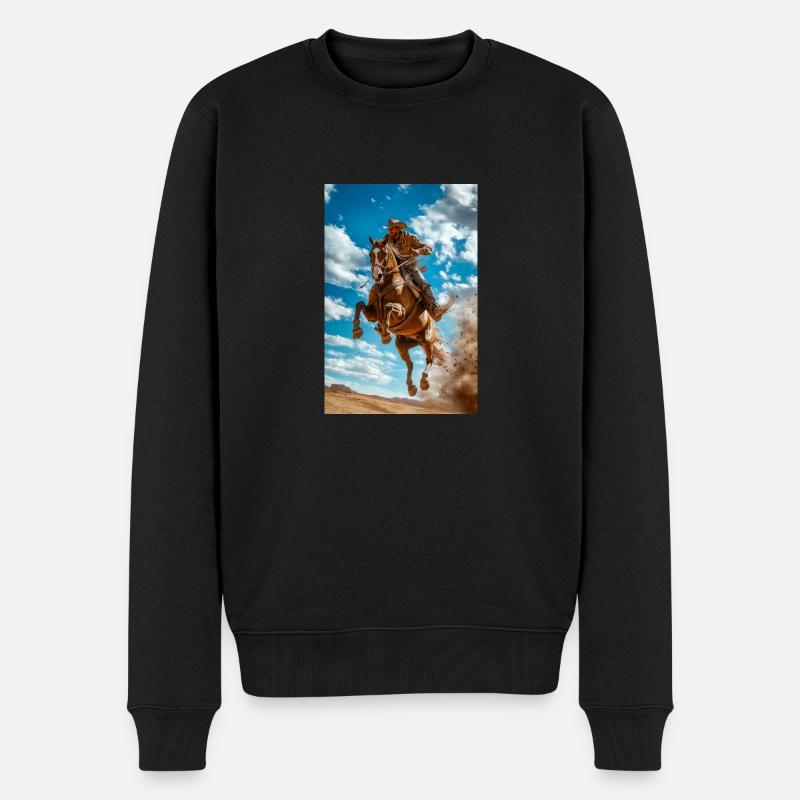 Epischer Cowboy-Sprung - Männer Premium Bio Pullover - Schwarz