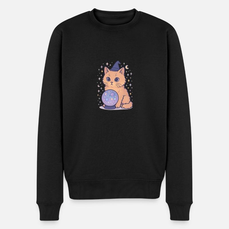 Chat astro avec boule de cristal - Pull Premium bio Homme - noir
