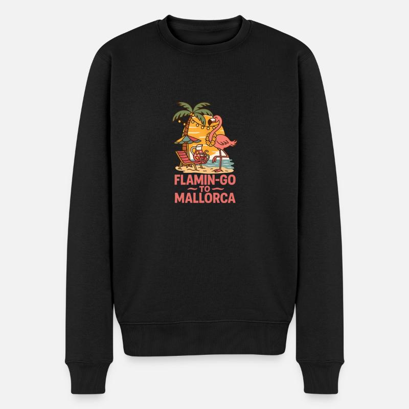 Mallorca Flamingo - Männer Premium Bio Pullover - Schwarz