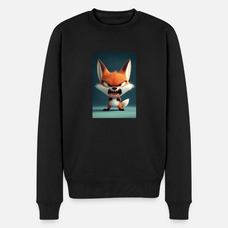 Wütender Cartoon-Fuchs-Wutanfall - Männer Premium Bio Pullover - Schwarz