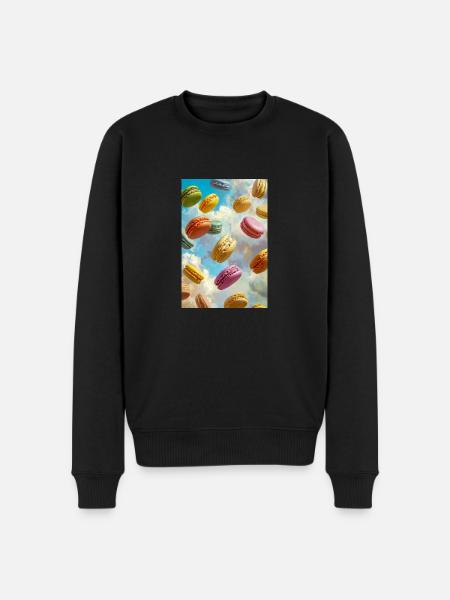 Bunte Macarons am Himmel - Männer Premium Bio Pullover - Schwarz