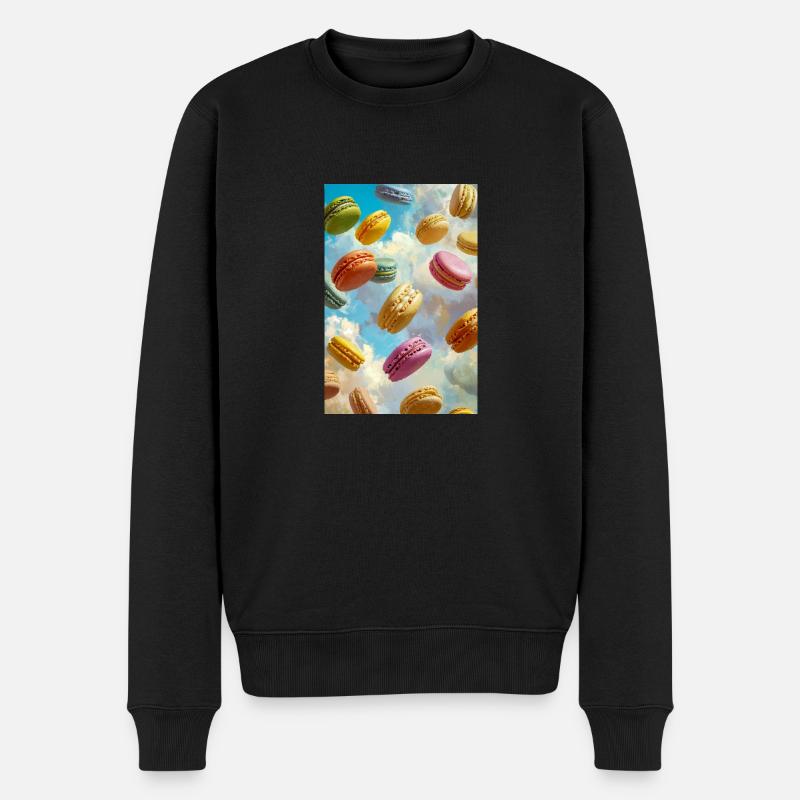 Bunte Macarons am Himmel - Männer Premium Bio Pullover - Schwarz