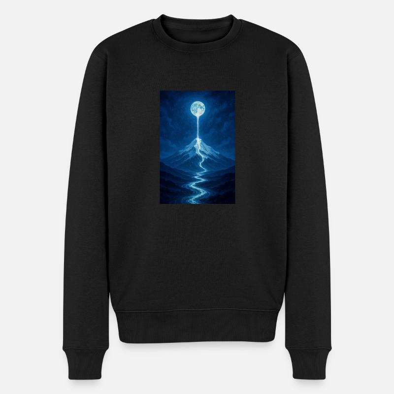 Mondschein Fluss aus der Luft - Männer Premium Bio Pullover - Schwarz