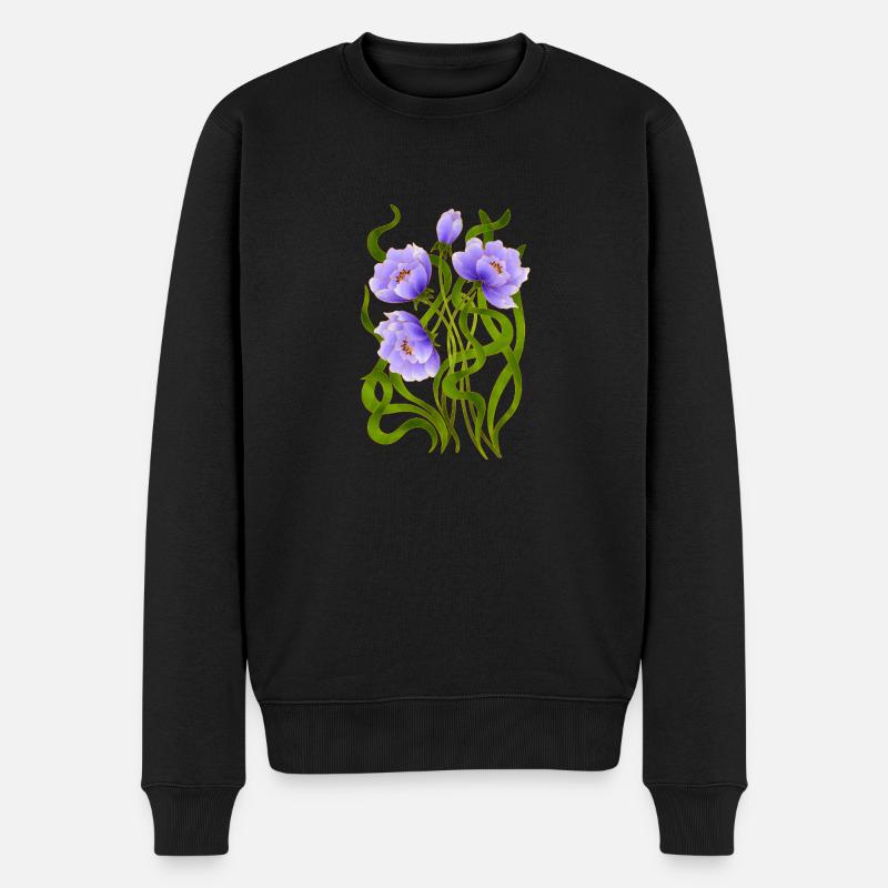 Blumen - Männer Premium Bio Pullover - Schwarz