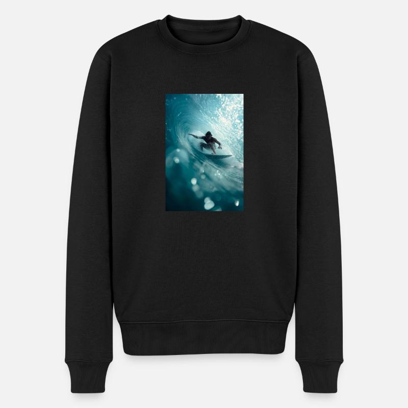 Surfer fährt das perfekte Fass - Männer Premium Bio Pullover - Schwarz