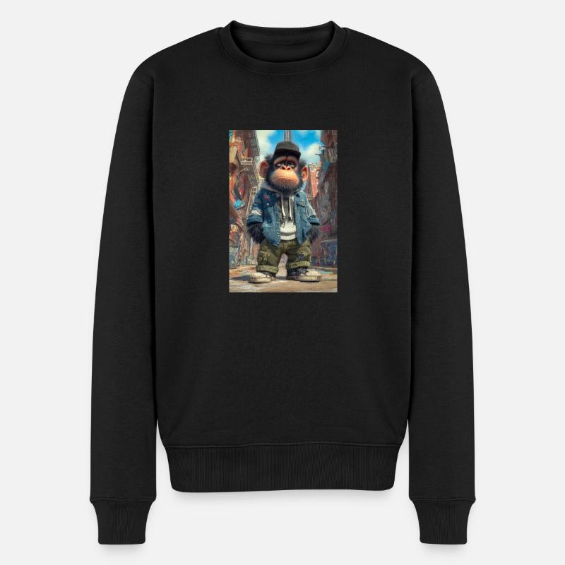 Singe urbain avec style urbain - Pull Premium bio Homme - noir