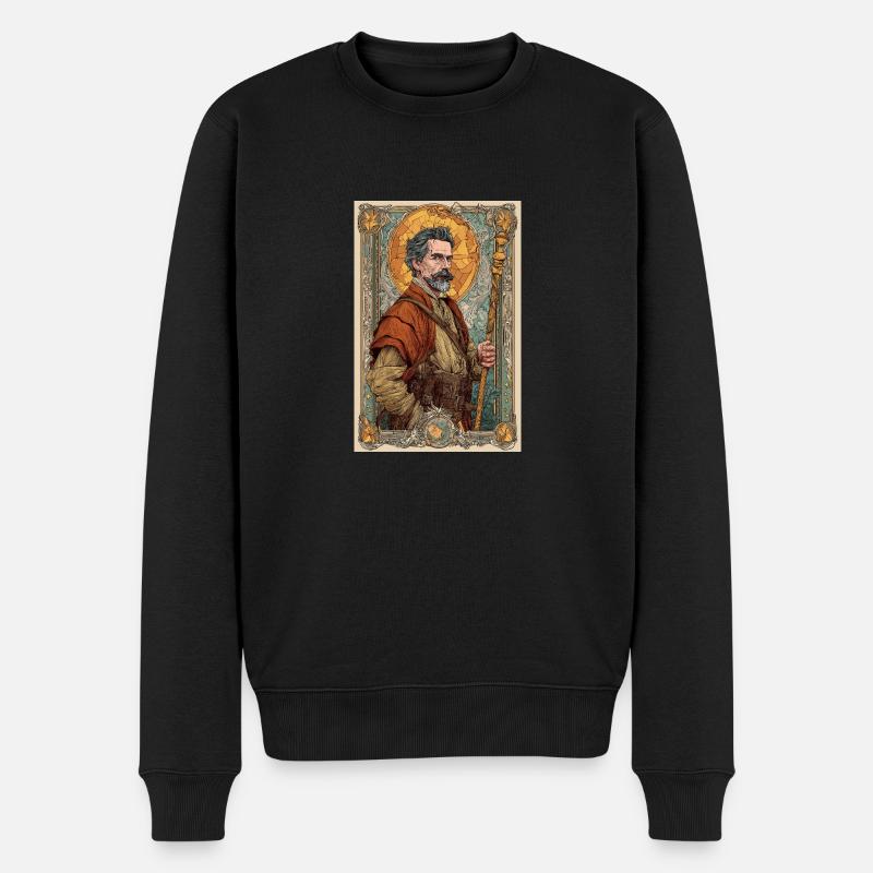 Steampunk-Entdecker-Porträt - Männer Premium Bio Pullover - Schwarz