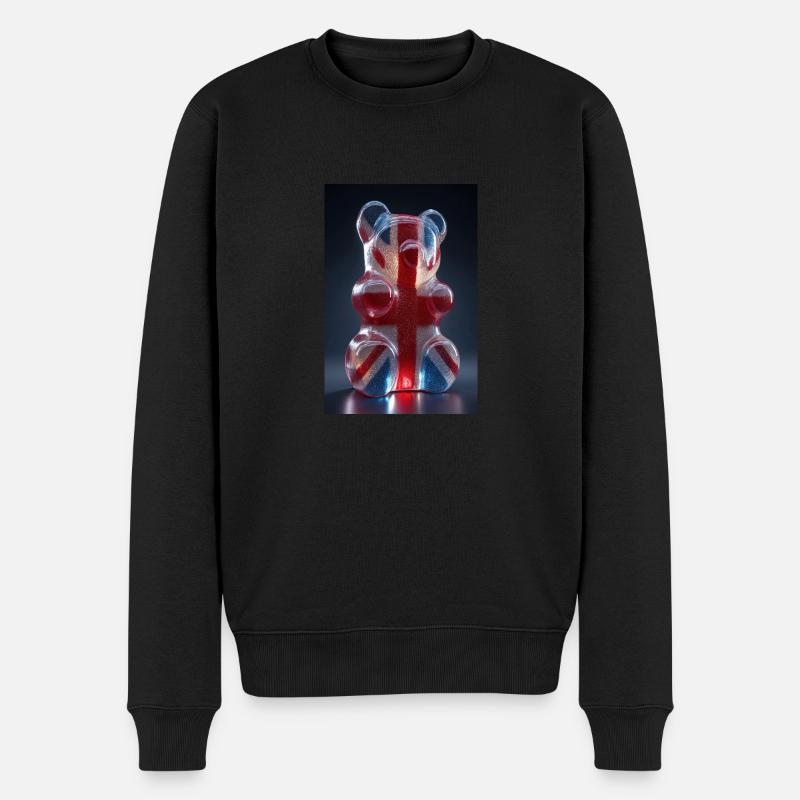 Gummibärchen mit britischer Flagge - Männer Premium Bio Pullover - Schwarz