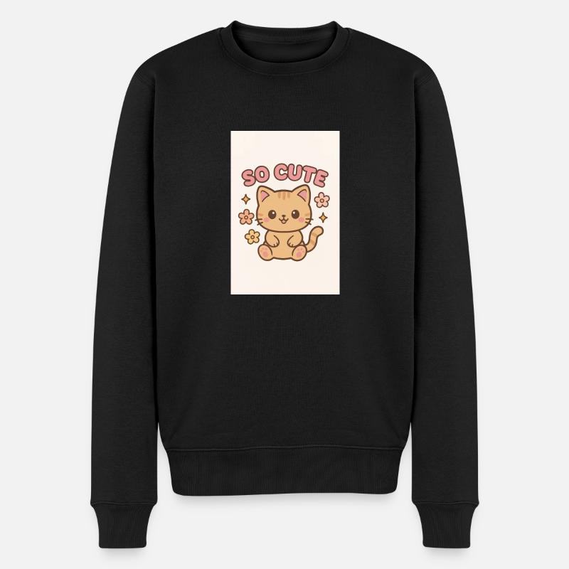 So cute kitty design - Männer Premium Bio Pullover - Schwarz