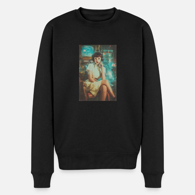 Retro-Sci-Fi-Betreiber - Männer Premium Bio Pullover - Schwarz