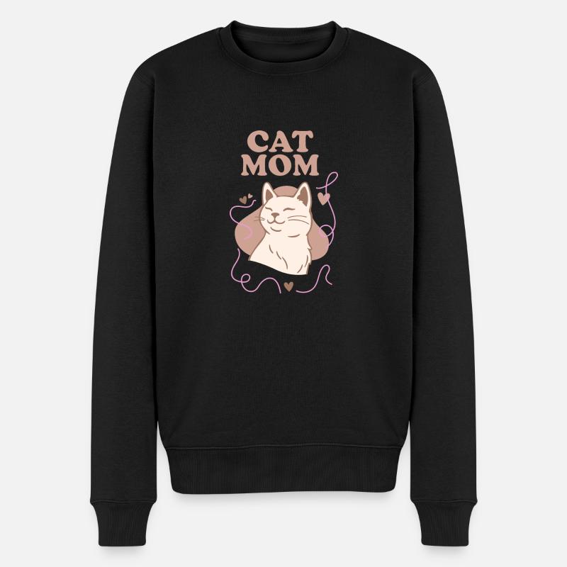 Cat Mom - Männer Premium Bio Pullover - Schwarz