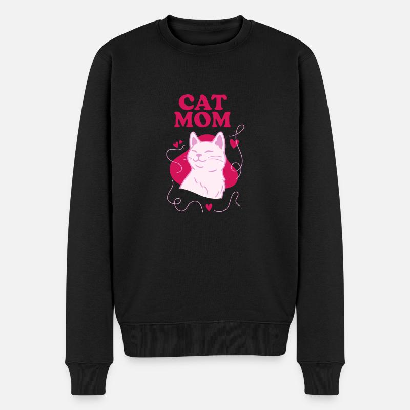 Cat Mom Pink - Männer Premium Bio Pullover - Schwarz