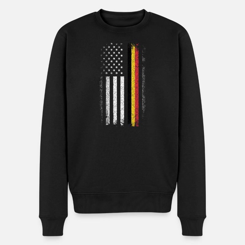 Distressed Flag Stripes Remix - Männer Premium Bio Pullover - Schwarz