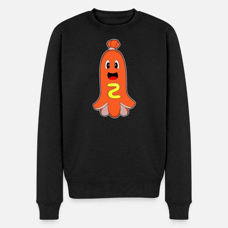 Krake Hotdog - Männer Premium Bio Pullover - Schwarz