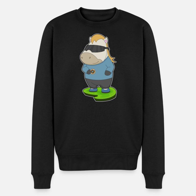 Pferd Donut - Männer Premium Bio Pullover - Schwarz