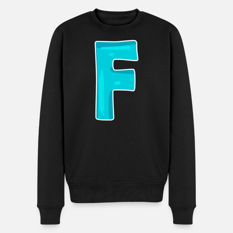 Lettre de nom F - Pull Premium bio Homme - noir