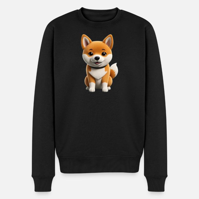 Chien Shiba inu - Pull Premium bio Homme - noir