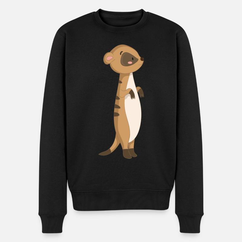 Meerkatze Erdmännchen - Männer Premium Bio Pullover - Schwarz