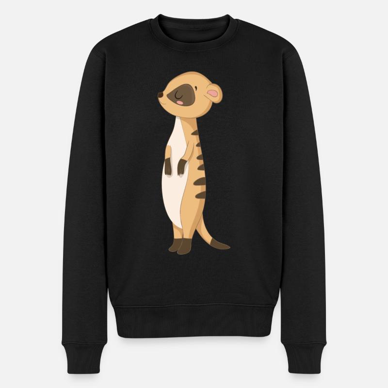 Süßes Erdmännchen Manguste - Männer Premium Bio Pullover - Schwarz