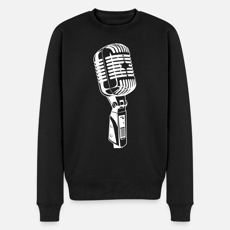 Mikrofon Symbol Musiker - Männer Premium Bio Pullover - Schwarz