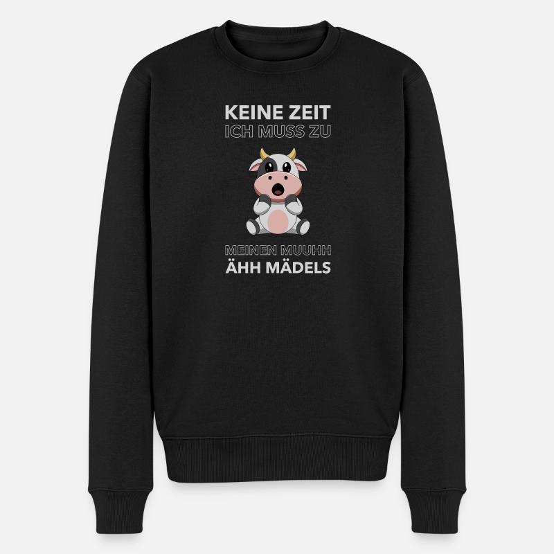 Kuh Bauernhof Witzg Spruch Geschenk - Männer Premium Bio Pullover - Schwarz